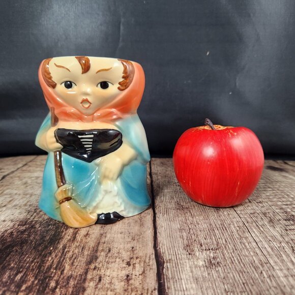 Witch Beer Stein RARE Porcelain LG Mug by Goebel Broom VTG Gretel Nursery Rhyme - Picture 2 of 11